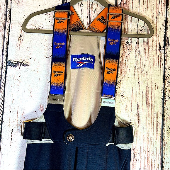 🎉HP🎉 Vintage Reebok RARE HTF Ski Snow Bib Overalls Fitted Flare Pants XS - Picture 2 of 16